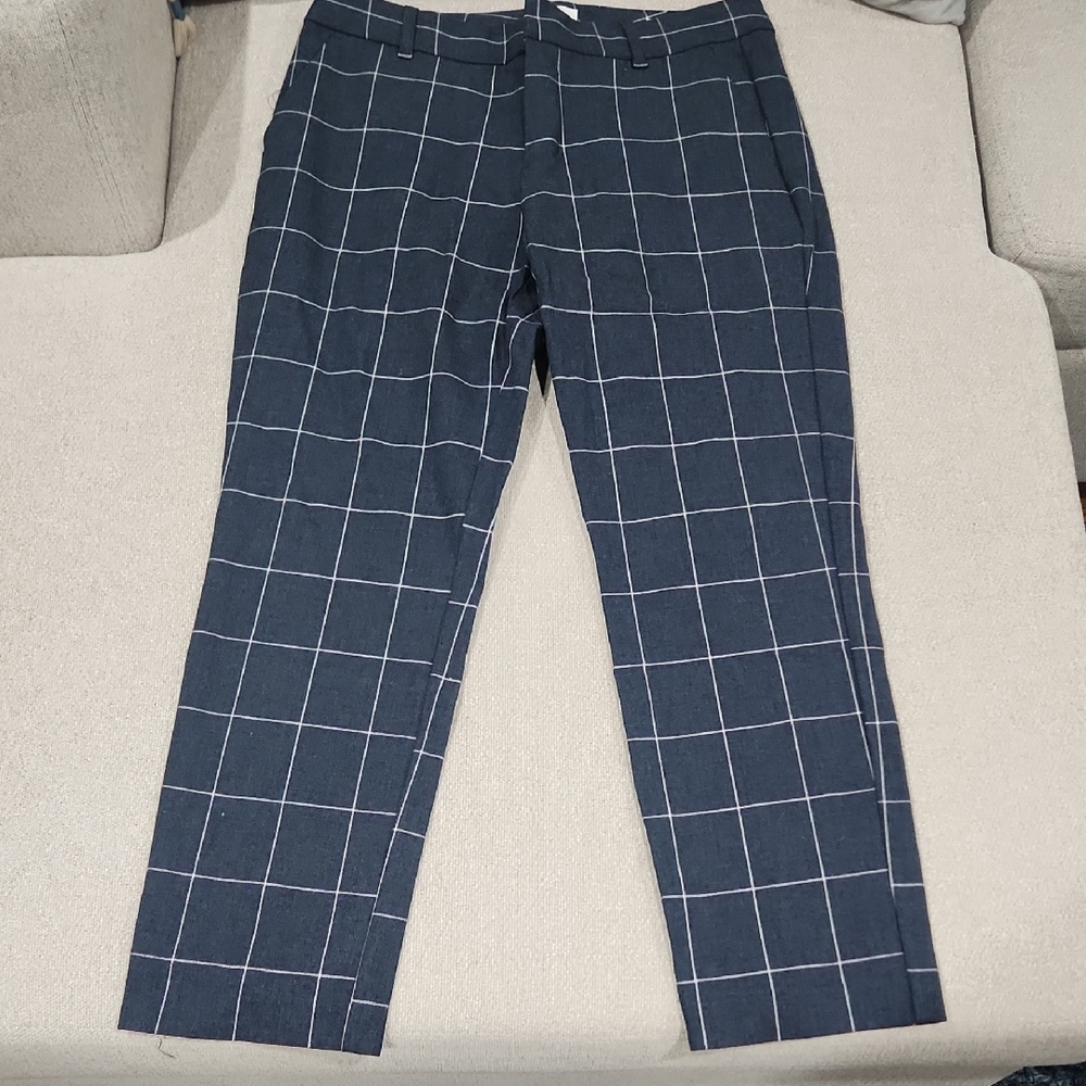 GAP Women's Navy Slim Ankle Checkered Pants